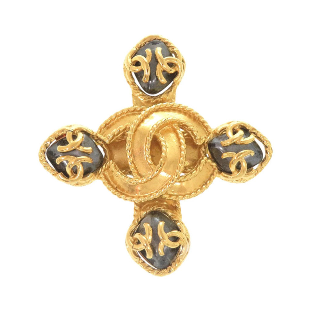 CHANEL Vintage Gold Logo Brooch